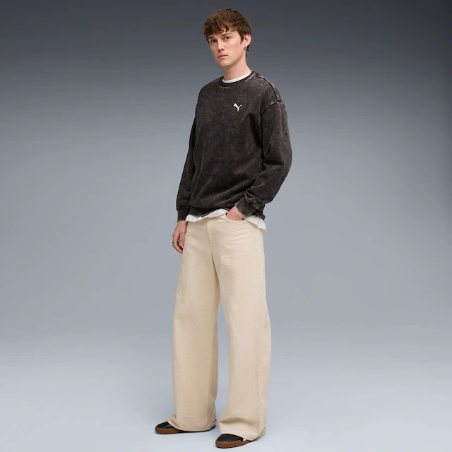 PUMA Langarmshirt »ESS ELEVATED RELAXED WASH CREW FL« sportlicher Stil