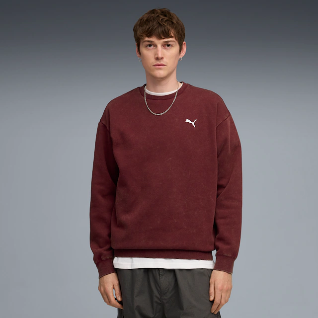 PUMA Langarmshirt »ESS ELEVATED RELAXED WASH CREW FL« sportlicher Stil