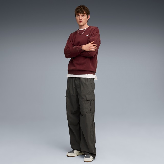 PUMA Langarmshirt »ESS ELEVATED RELAXED WASH CREW FL« sportlicher Stil