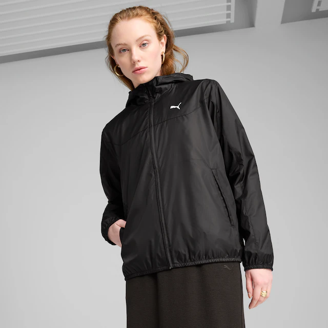 PUMA Windbreaker »ESS REGULAR WINDBREAKER« mit Kapuze mit Gummiprint-Logo, mit Kapuze, mit elastischen Bündchen und Saum