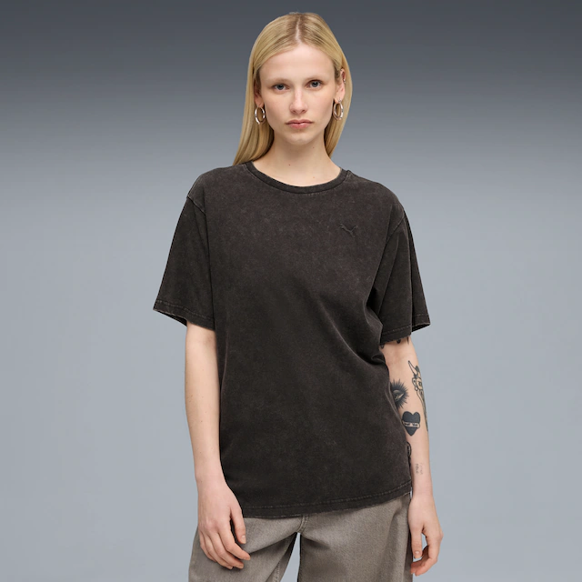 PUMA T-Shirt »ESS ELEVATED RELAXED WASH TEE« lockere Passform, Kurzarm, für Alltag, Rundhalsausschnitt