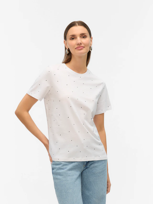 Vero Moda Kurzarmshirt »VMPAULINA AOP SS T-SHIRT GA JRS NOOS« Baumwolle, regular fit