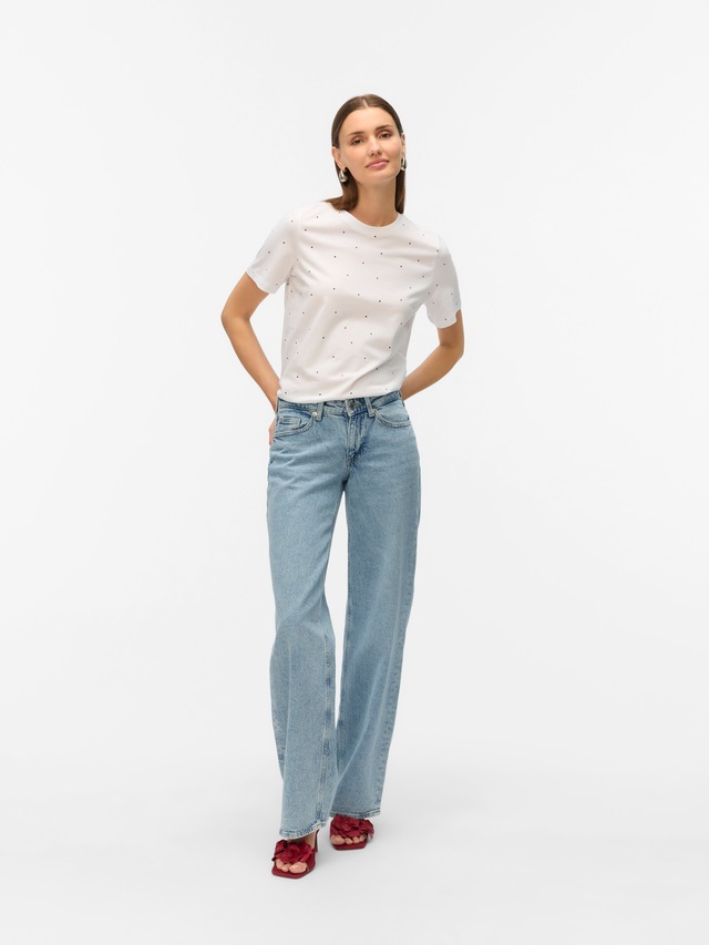 Vero Moda Kurzarmshirt »VMPAULINA AOP SS T-SHIRT GA JRS NOOS« Baumwolle, regular fit