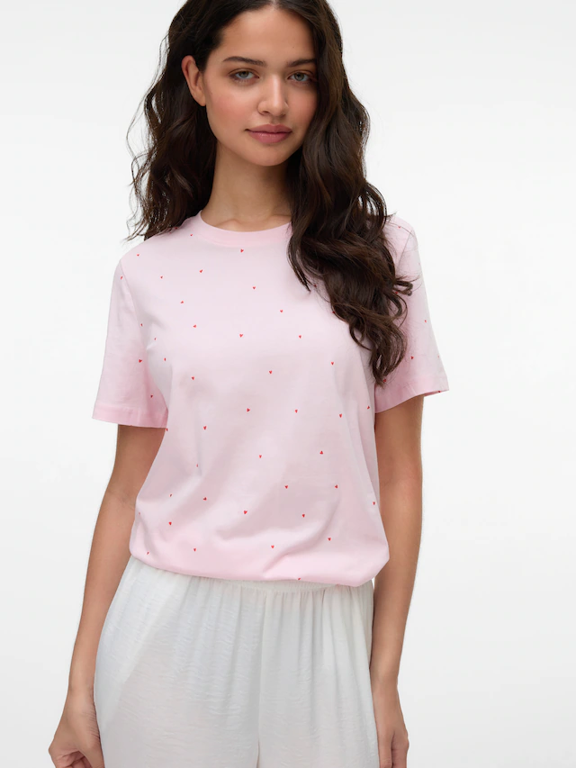 Vero Moda Kurzarmshirt »VMPAULINA AOP SS T-SHIRT GA JRS NOOS« Baumwolle, regular fit