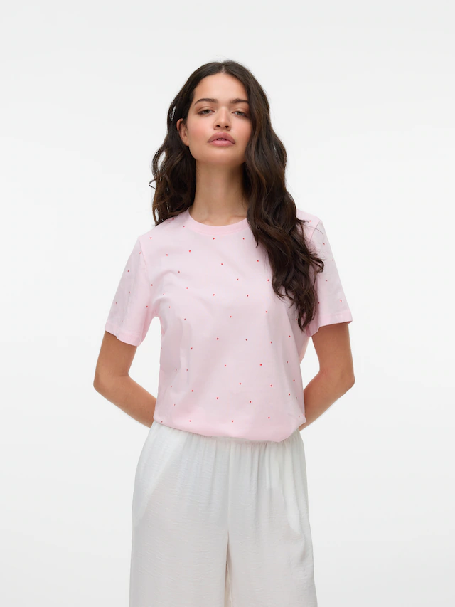 Vero Moda Kurzarmshirt »VMPAULINA AOP SS T-SHIRT GA JRS NOOS« Baumwolle, regular fit
