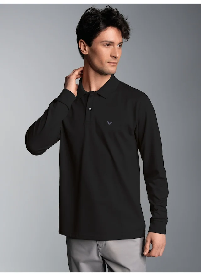 Trigema Poloshirt »TRIGEMA Langarm Poloshirt mit Armbündchen« 1 Stk.