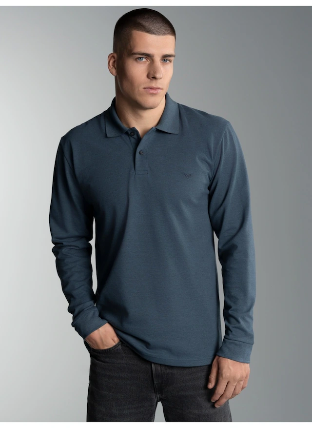 Trigema Poloshirt »TRIGEMA Langarm Poloshirt mit Armbündchen« 1 Stk.