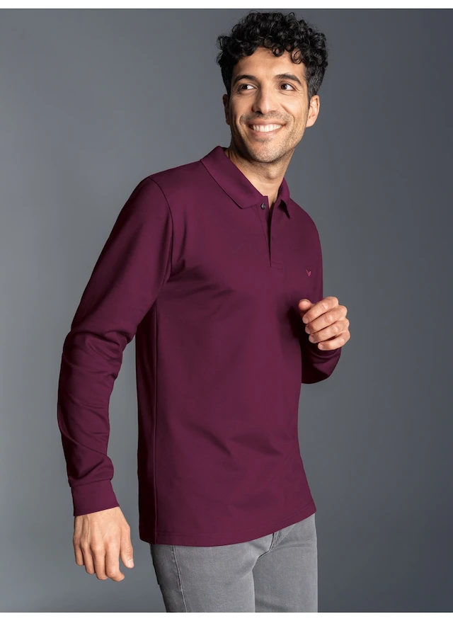 Trigema Poloshirt »TRIGEMA Langarm Poloshirt mit Armbündchen« 1 Stk.