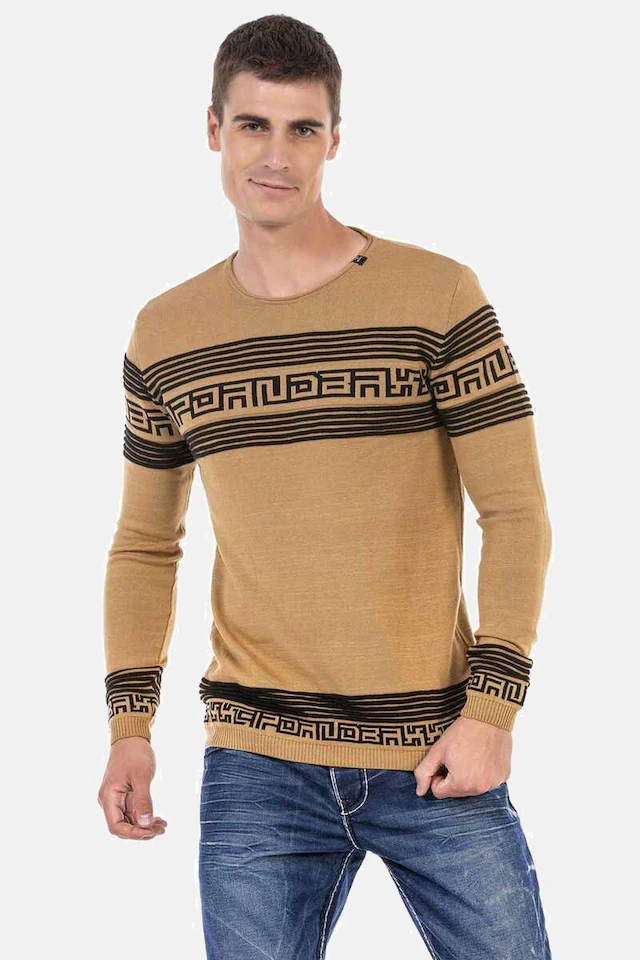 Cipo & Baxx Rundhalspullover »Pullover« 1 Stk. in Streifenoptik, CP243