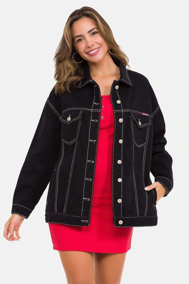 Cipo & Baxx Jeansjacke »Jeansjacke« ohne Kapuze mit stylischen auffälligen Elementen, WJ211