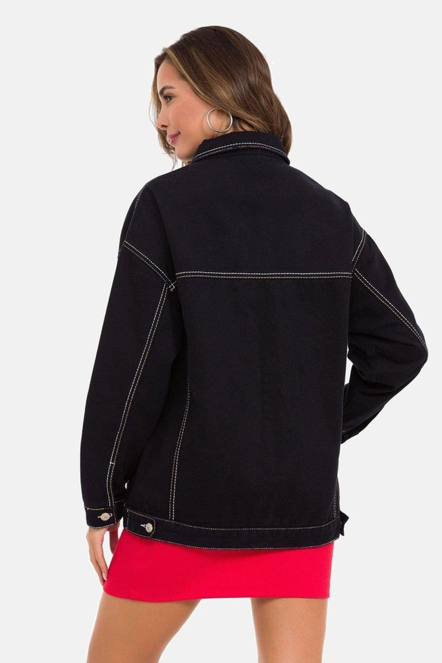 Cipo & Baxx Jeansjacke »Jeansjacke« ohne Kapuze mit stylischen auffälligen Elementen, WJ211