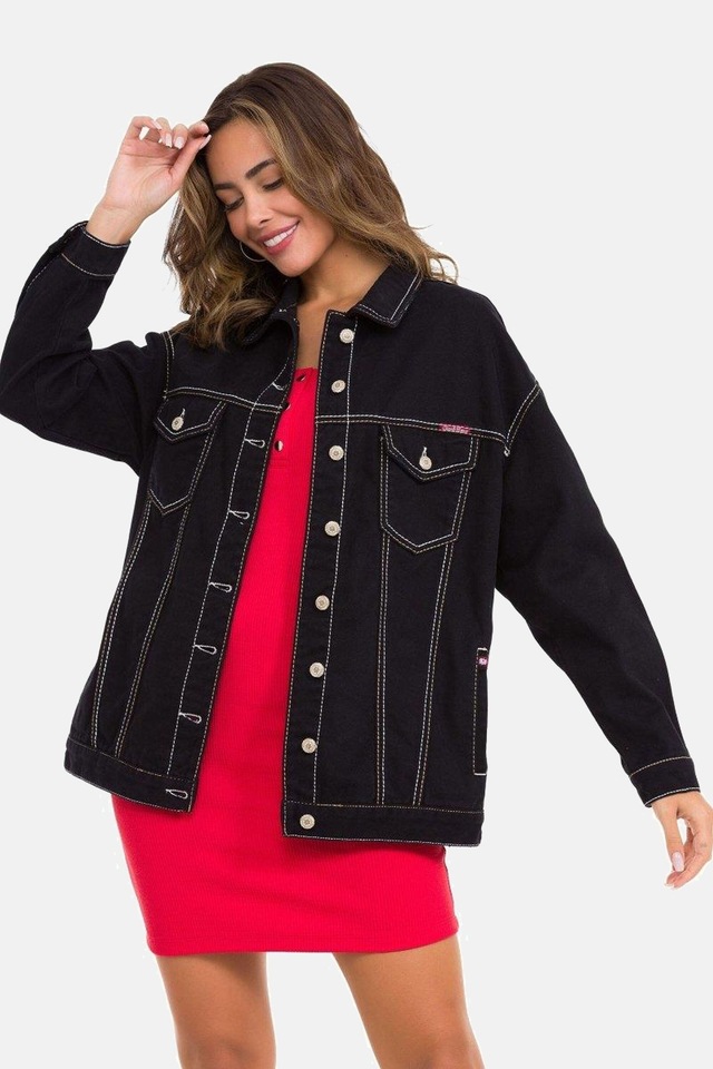 Cipo & Baxx Jeansjacke »Jeansjacke« ohne Kapuze mit stylischen auffälligen Elementen, WJ211