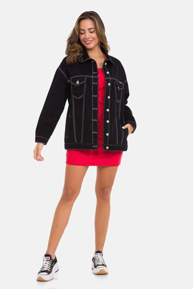 Cipo & Baxx Jeansjacke »Jeansjacke« ohne Kapuze mit stylischen auffälligen Elementen, WJ211