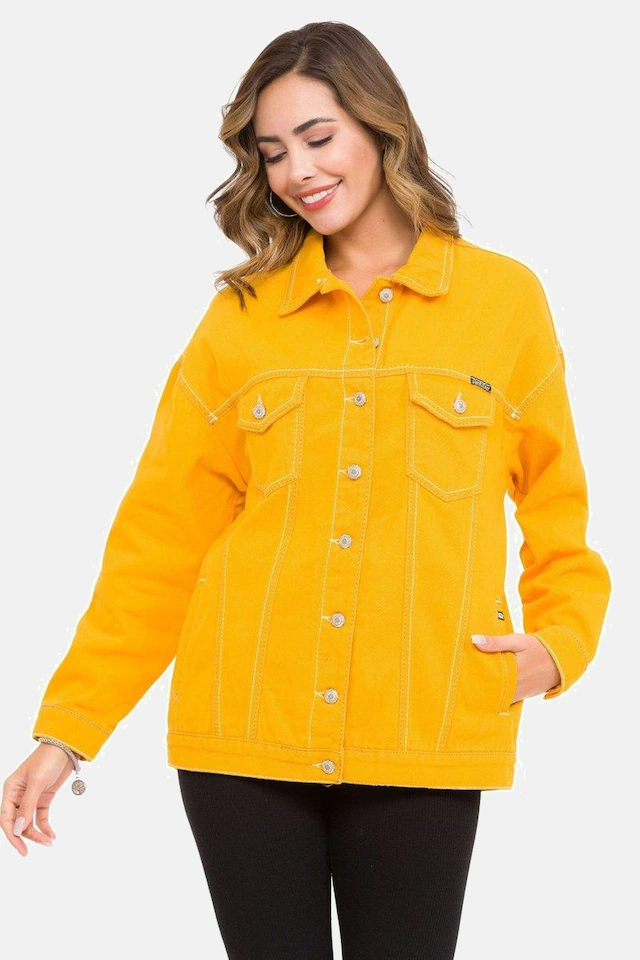 Cipo & Baxx Jeansjacke »Jeansjacke« ohne Kapuze mit stylischen auffälligen Elementen, WJ211