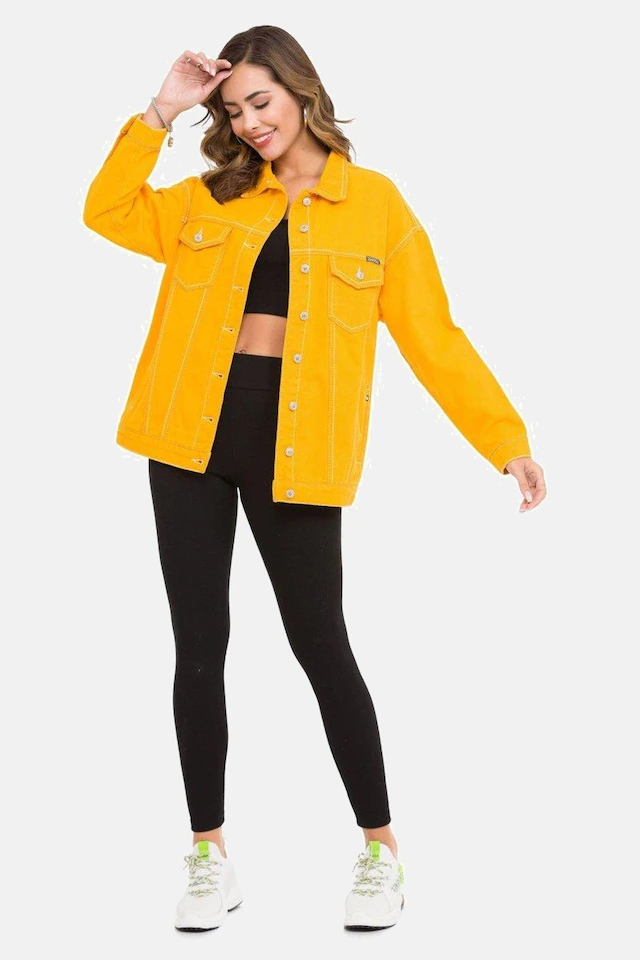 Cipo & Baxx Jeansjacke »Jeansjacke« ohne Kapuze mit stylischen auffälligen Elementen, WJ211