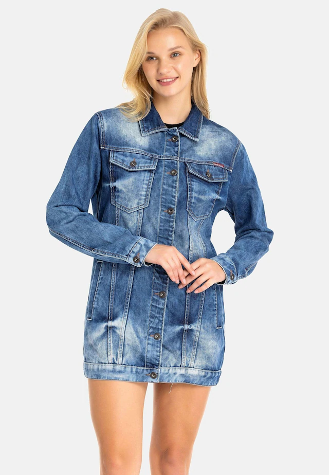 Cipo & Baxx Jeansjacke »Jeansjacke« ohne Kapuze mit stylischen auffälligen Elementen, WJ211