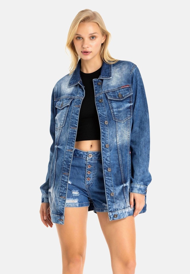 Cipo & Baxx Jeansjacke »Jeansjacke« ohne Kapuze mit stylischen auffälligen Elementen, WJ211