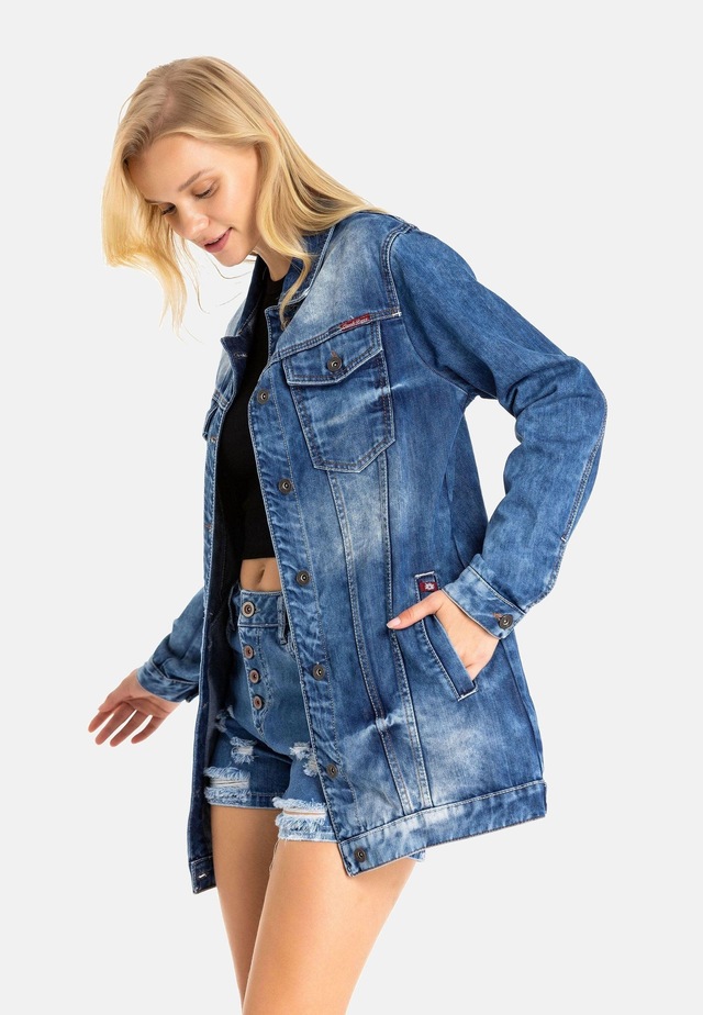 Cipo & Baxx Jeansjacke »Jeansjacke« ohne Kapuze mit stylischen auffälligen Elementen, WJ211