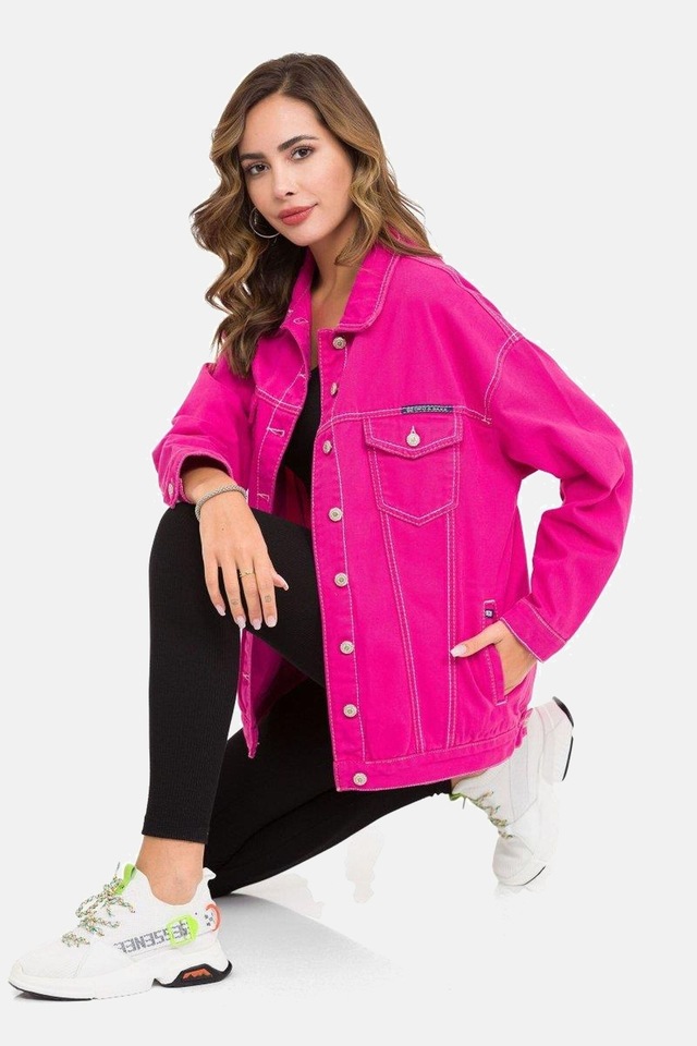 Cipo & Baxx Jeansjacke »Jeansjacke« ohne Kapuze mit stylischen auffälligen Elementen, WJ211