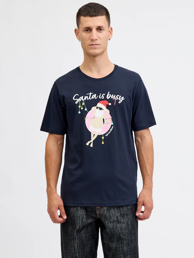 Jack & Jones Rundhalsshirt »JJCHRISTMAS TEE SS CREW NECK XMAS« mit weihnachtlichem Druck