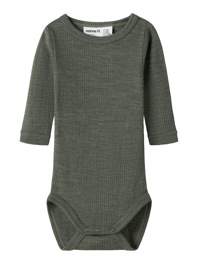 Name It Langarmbody »NBNWAX WOOL RIB LS BODY NOOS« aus reiner Merinowolle