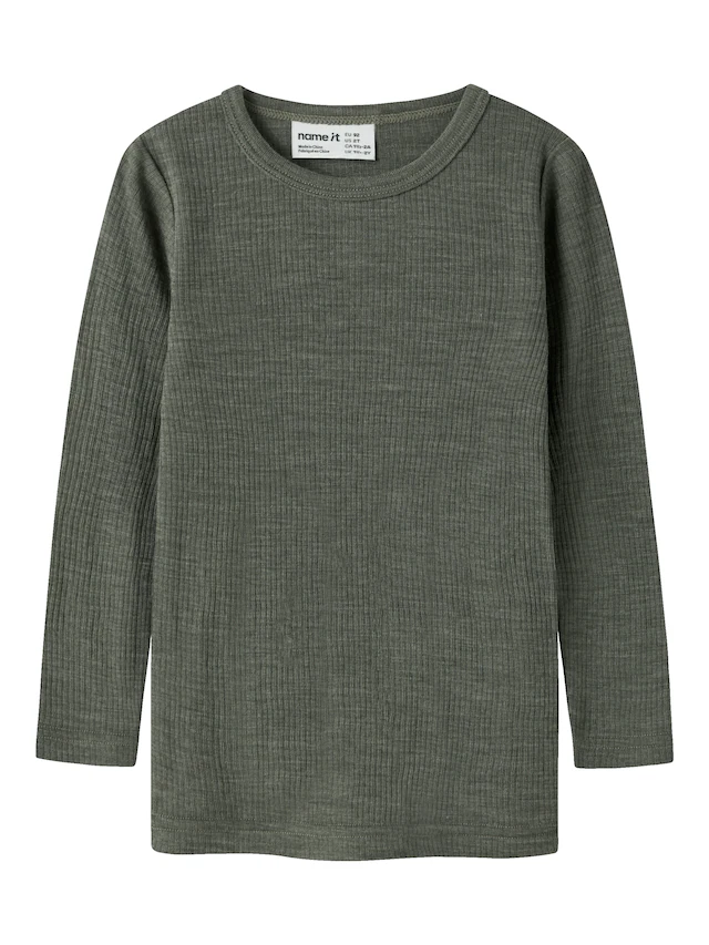 Name It Langarmshirt »NMNWAX WOOL RIB LS TOP NOOS« aus reiner Merinowolle