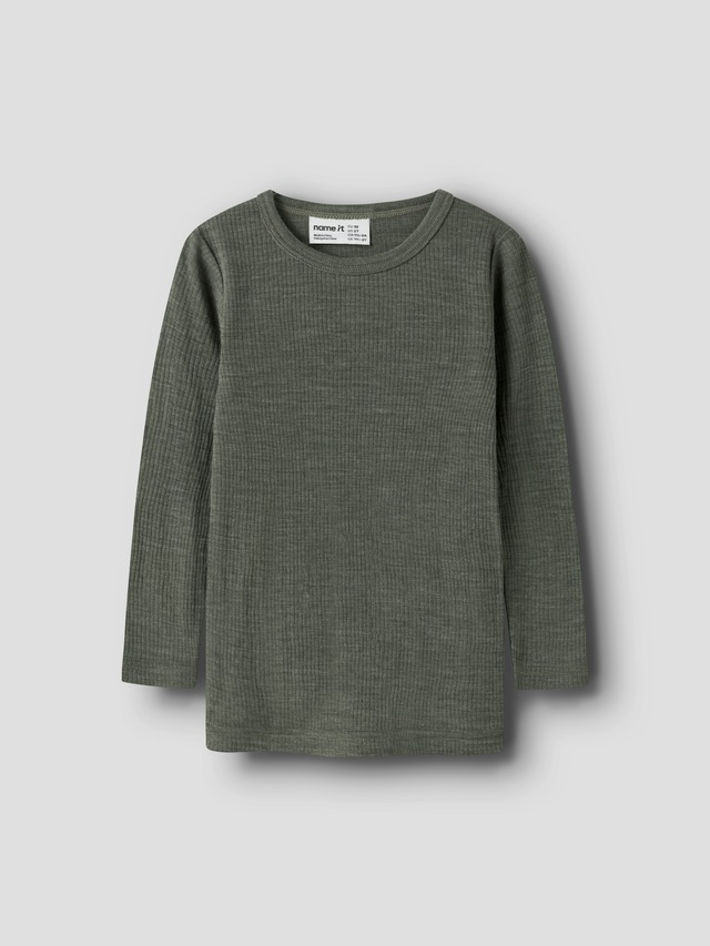 Name It Langarmshirt »NMNWAX WOOL RIB LS TOP NOOS« aus reiner Merinowolle