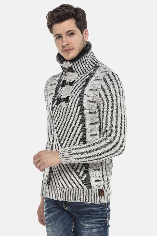 Cipo & Baxx Strickpullover »Pullover« 1 Stk. mit Schnallenkragen, CP212 Cipo & Baxx Strickpullover »Pullover« 1 Stk. mit Schnallenkragen, CP212