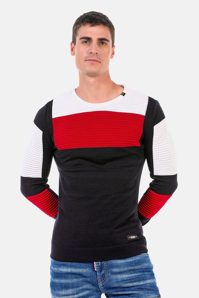 Cipo & Baxx Rundhalspullover »Pullover« 1 Stk. in extravagantem Strickdesign, CP247