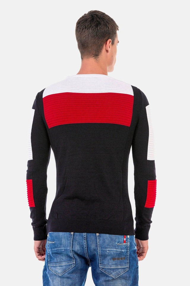 Cipo & Baxx Rundhalspullover »Pullover« 1 Stk. in extravagantem Strickdesign, CP247