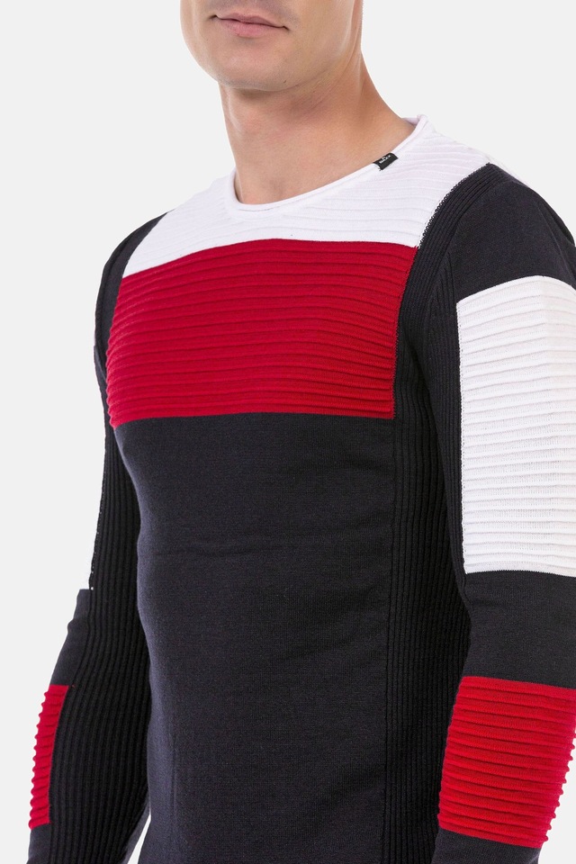 Cipo & Baxx Rundhalspullover »Pullover« 1 Stk. in extravagantem Strickdesign, CP247