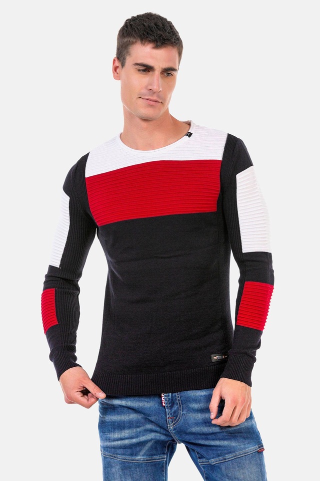 Cipo & Baxx Rundhalspullover »Pullover« 1 Stk. in extravagantem Strickdesign, CP247