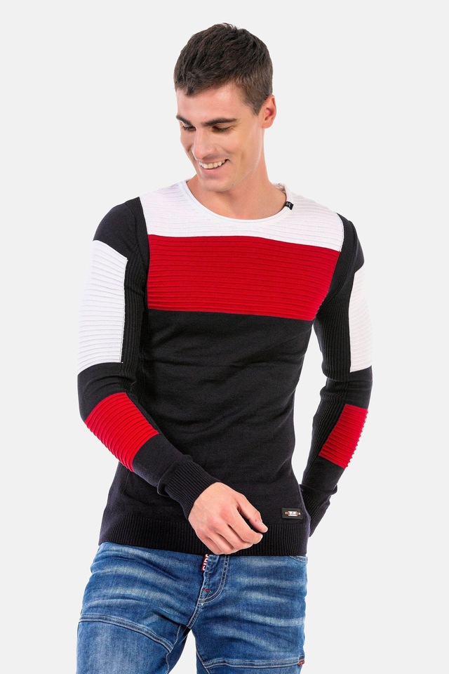 Cipo & Baxx Rundhalspullover »Pullover« 1 Stk. in extravagantem Strickdesign, CP247