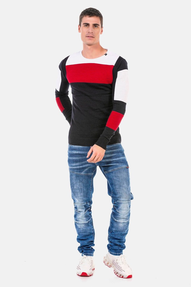 Cipo & Baxx Rundhalspullover »Pullover« 1 Stk. in extravagantem Strickdesign, CP247