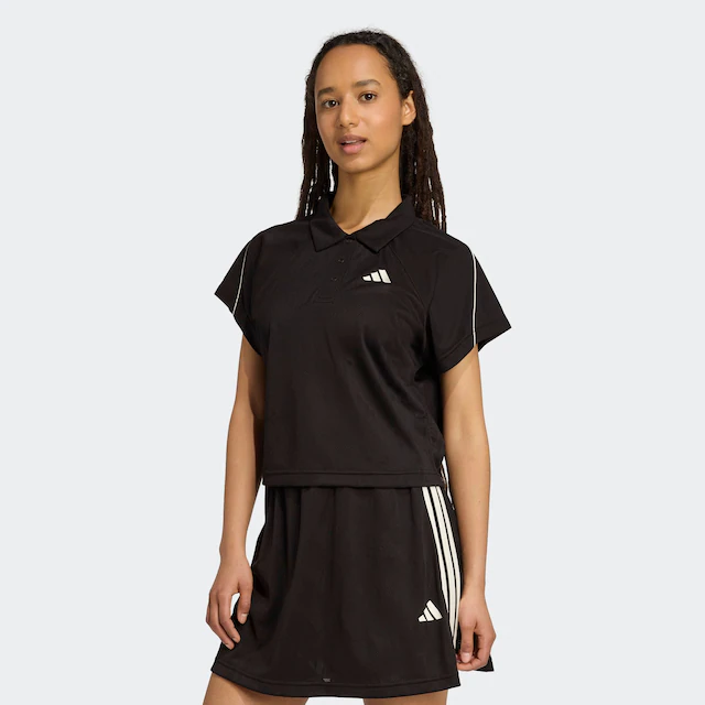 adidas Sportswear T-Shirt »STADIUM 3-STREIFEN TENNIS INSPIRIERTES JACQUARD« sportlicher Stil, mit Rundhalsausschnitt, mit Knopfleiste