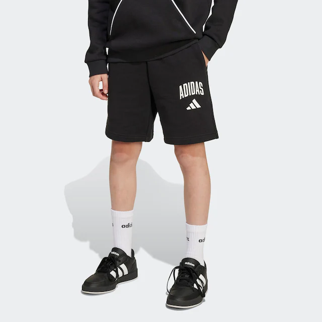 adidas Sportswear Shorts »SEASONALS ESSENTIALS COLLEGIATE TYPOGRAPHY KIDS« für Kinder und Teens, sportlicher Stil, aus Baumwolle und Polyester