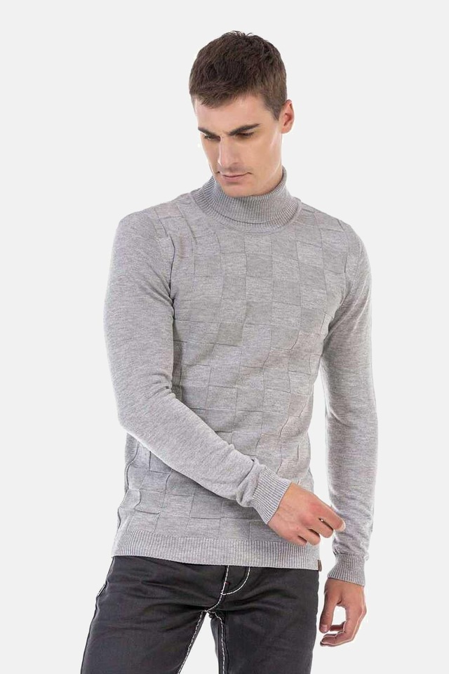 Cipo & Baxx Rollkragenpullover »Pullover« 1 Stk. mit kariertem Strickmuster, CP241