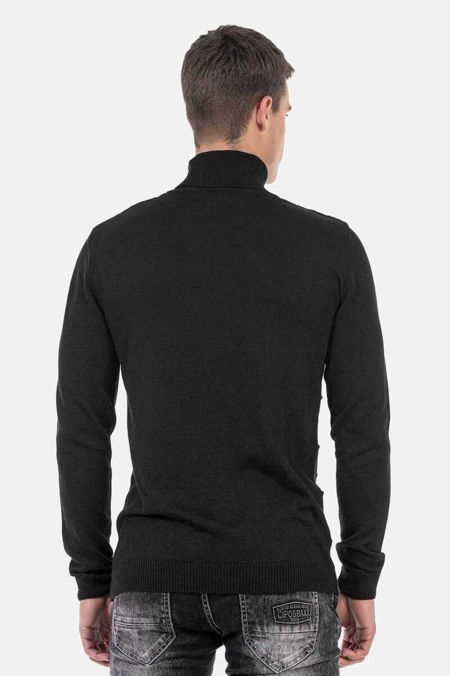 Cipo & Baxx Rollkragenpullover »Pullover« 1 Stk. mit kariertem Strickmuster, CP241