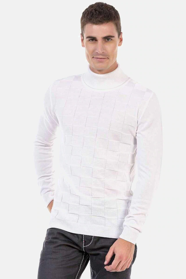Cipo & Baxx Rollkragenpullover »Pullover« 1 Stk. mit kariertem Strickmuster, CP241