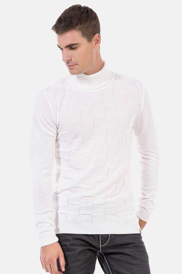 Cipo & Baxx Rollkragenpullover »Pullover« 1 Stk. mit kariertem Strickmuster, CP241