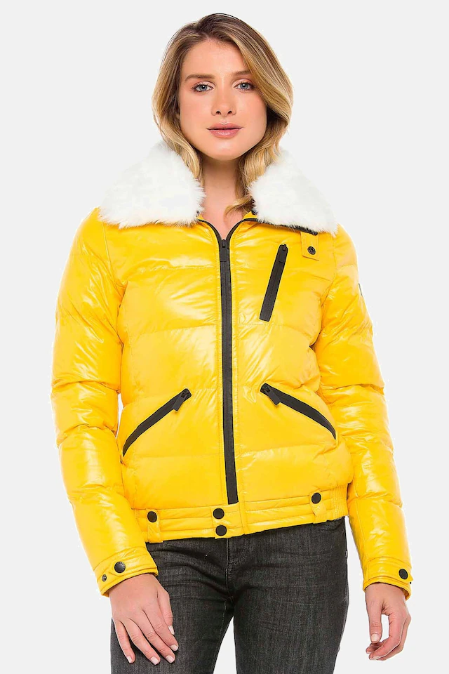 Cipo & Baxx Winterjacke »Winterjacke mit Kunstfellkragen« ohne Kapuze mit Kunstfellkragen, WM108