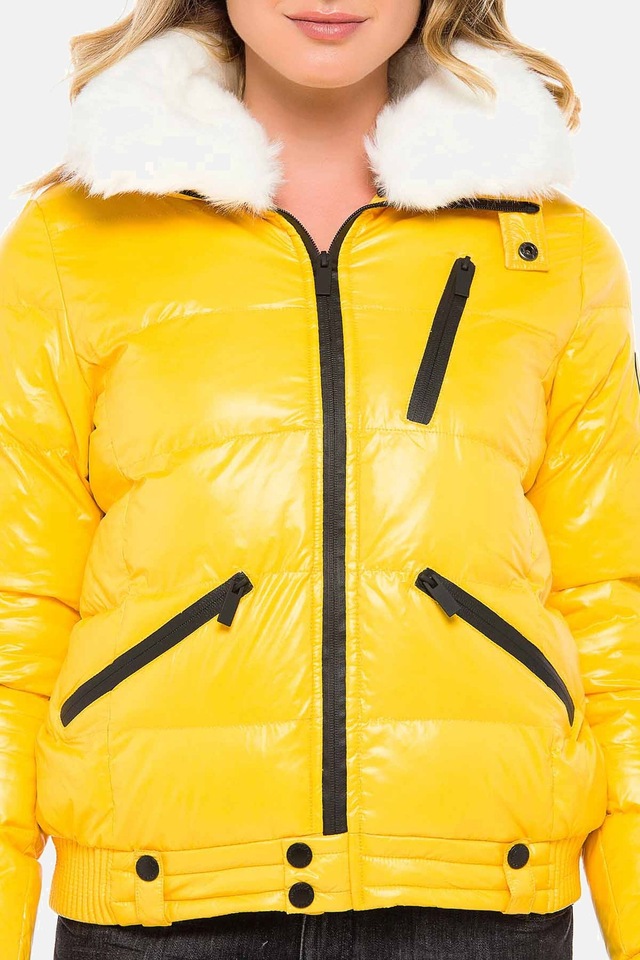 Cipo & Baxx Winterjacke »Winterjacke mit Kunstfellkragen« ohne Kapuze mit Kunstfellkragen, WM108