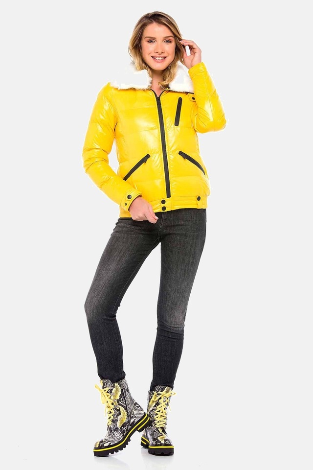 Cipo & Baxx Winterjacke »Winterjacke mit Kunstfellkragen« ohne Kapuze mit Kunstfellkragen, WM108