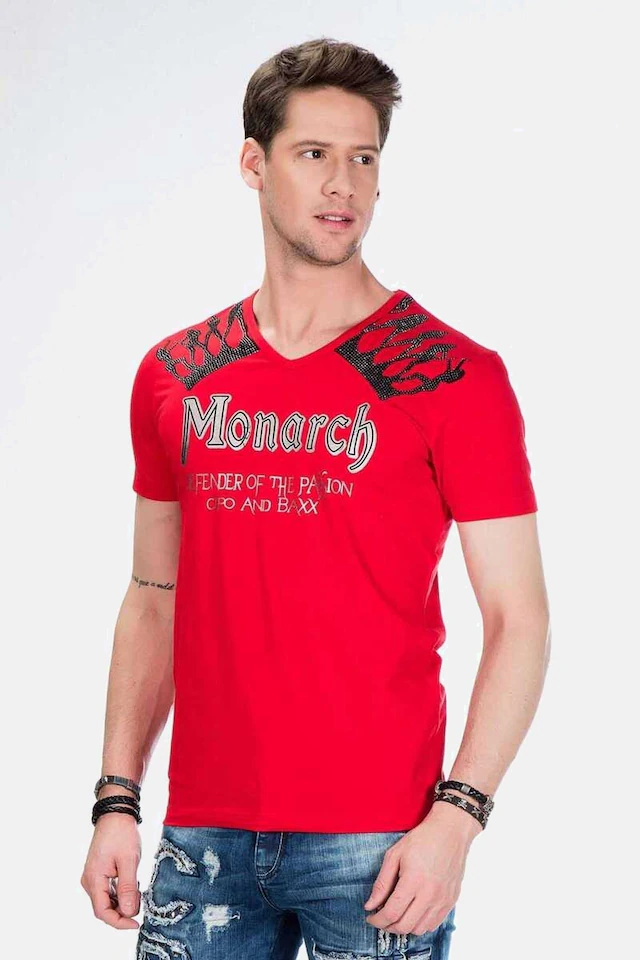 Cipo & Baxx T-Shirt »Herren T-Shirt mit Foil-Print« mit Foil-Print, CT-377