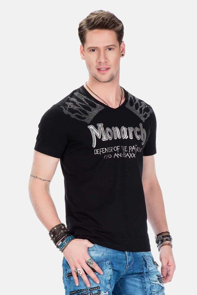 Cipo & Baxx T-Shirt »Herren T-Shirt mit Foil-Print« mit Foil-Print, CT-377