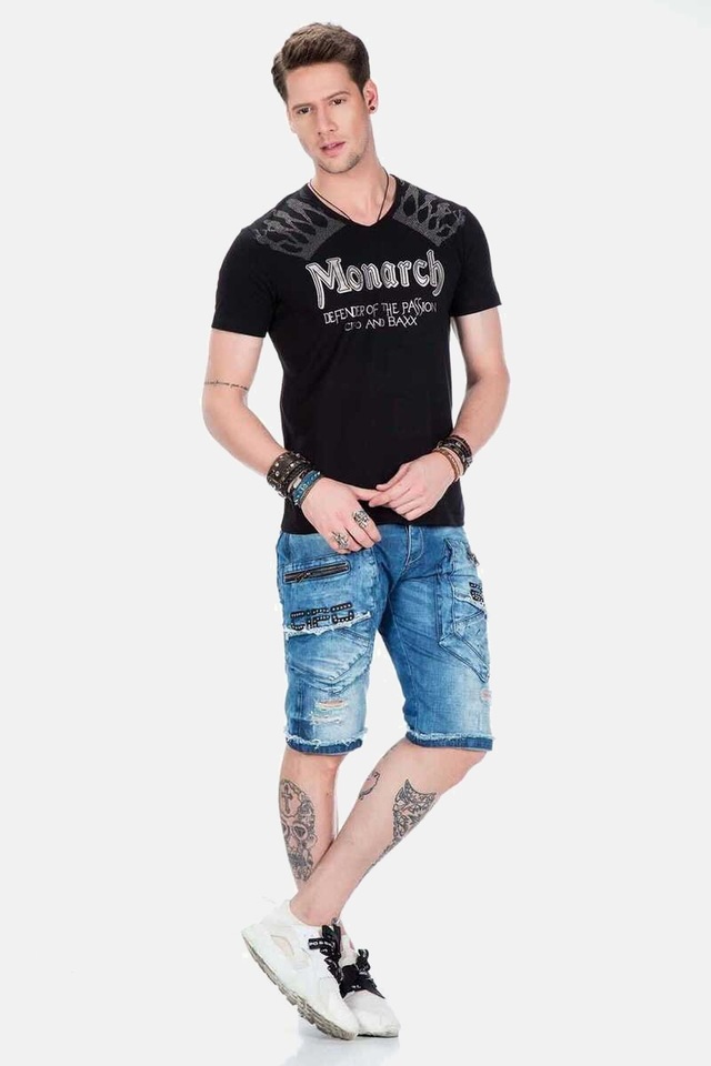 Cipo & Baxx T-Shirt »Herren T-Shirt mit Foil-Print« mit Foil-Print, CT-377