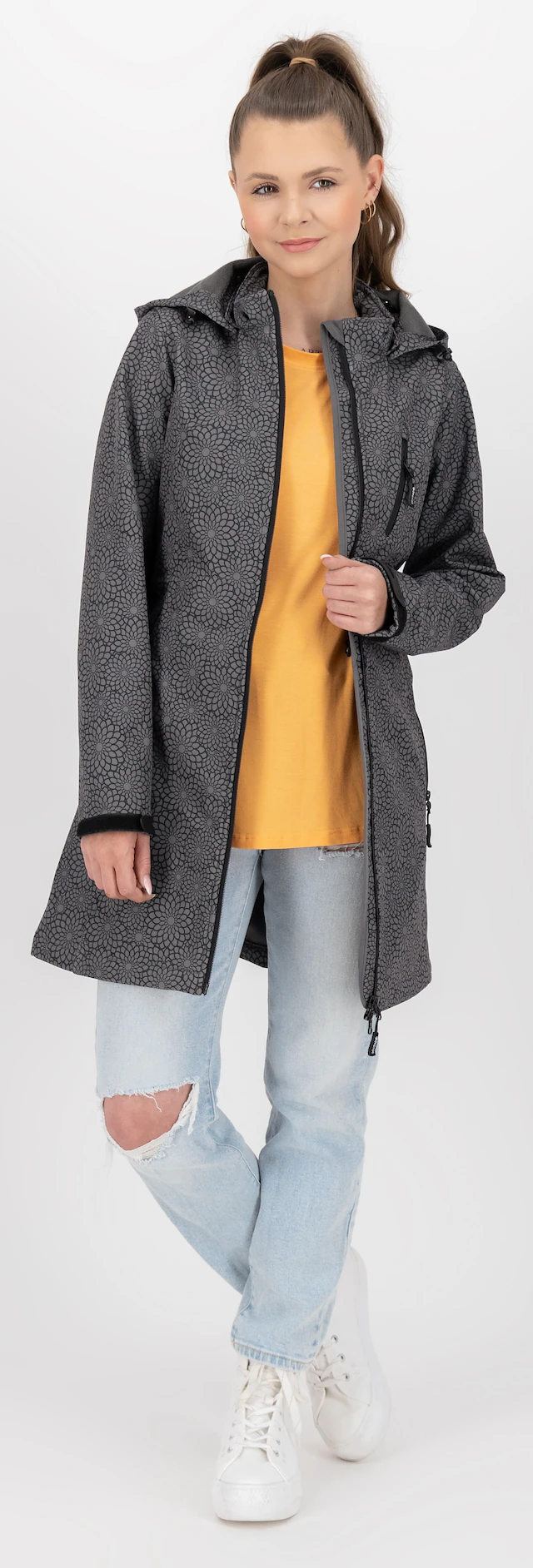 DEPROC Active Softshellmantel »SHELBY PEAK XII Softshell Kurzmantel Longjacket« leichter Softshell Kurzmantel mit abnehmbarer Kapuze