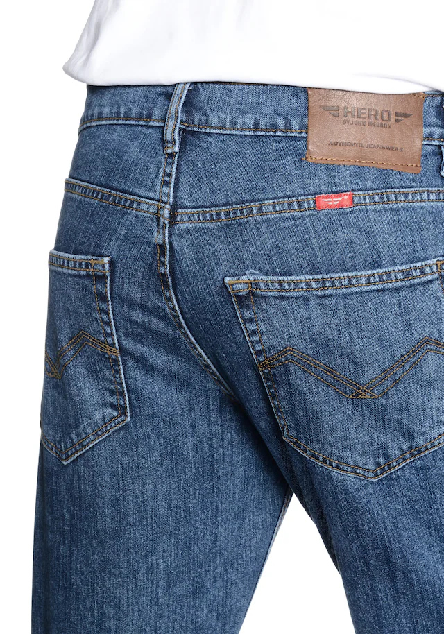 HERO by John Medoox 5-Pocket-Jeans »Denver Regular Straight Stretch Jeans« Straight Fit Casual Clean Wash Denim Jeans für Herren