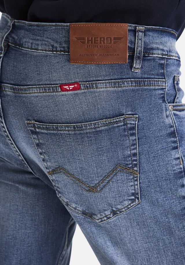 HERO by John Medoox 5-Pocket-Jeans »Denver Regular Straight Stretch Jeans« Straight Fit Casual Clean Wash Denim Jeans für Herren