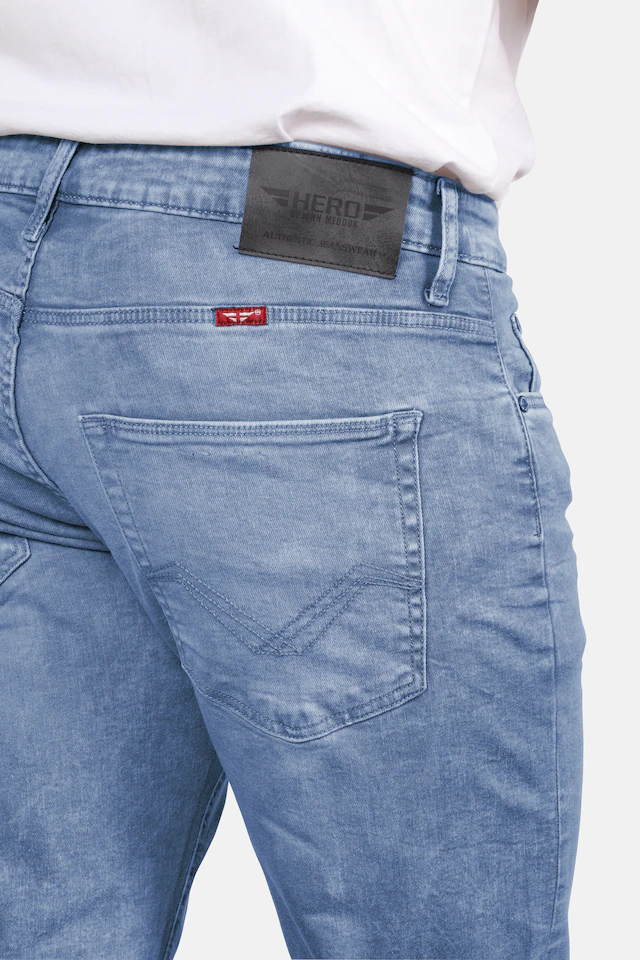 HERO by John Medoox 5-Pocket-Jeans »Denver Fashion Regular Straight Stretch Jeans« Straight Fit Casual Clean Wash Denim Jeans für Herren